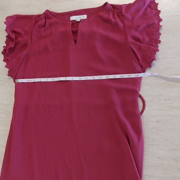 LOFT Magenta Pink Butterfly Sleeve Flowy Casual Event Cocktail Dress Work Wear - Picture 9 of 12